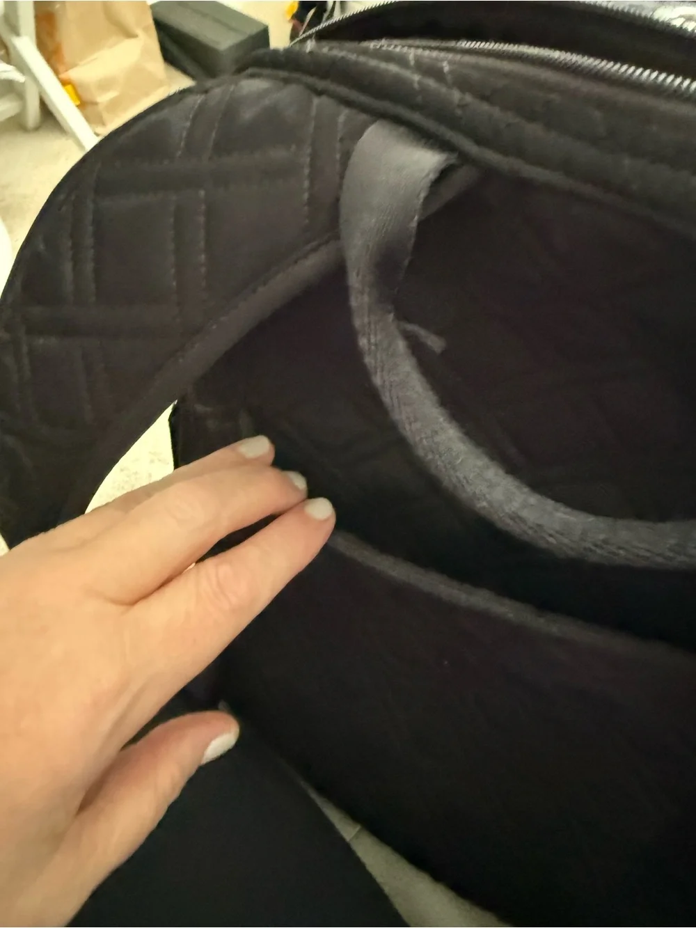 Vera Bradley Black Quilted Backpack with Front Pocket and computer sleeve